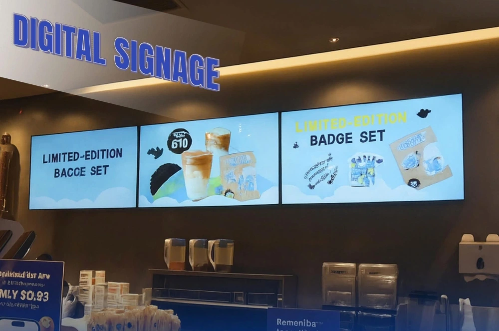 Màn hình quảng cáo LCD 55inch treo tường dùng làm Menu cho quán cà phê