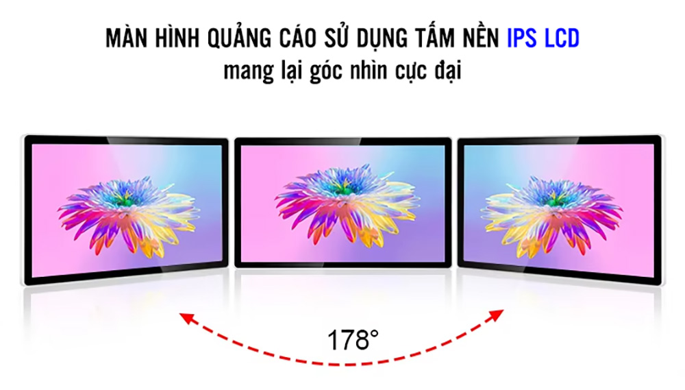 Màn hình quảng cáo sử dụng tấm nền IPS LCD mang góc nhìn rộng lên đến 178 độ