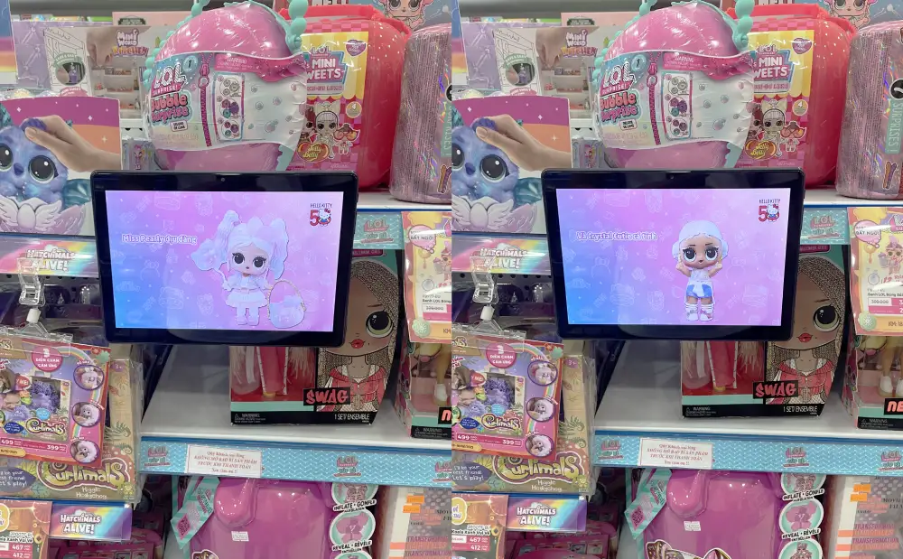 Màn hình quảng cáo LCD 17inch treo quầy tủ trưng bày đồ chơi trẻ em